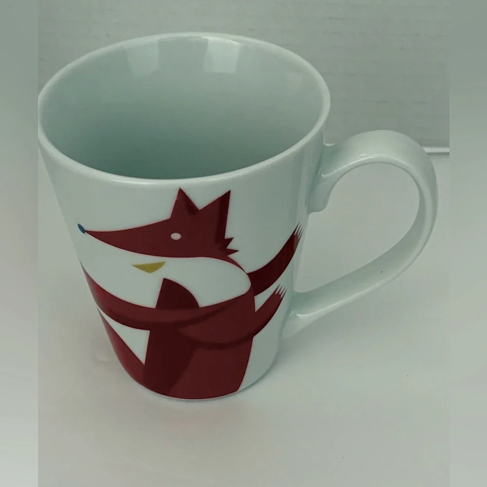 Starbucks Coffee 2012 CHRISTMAS Red/ White FOX & BIRD Coffee Cup Mug 12oz
